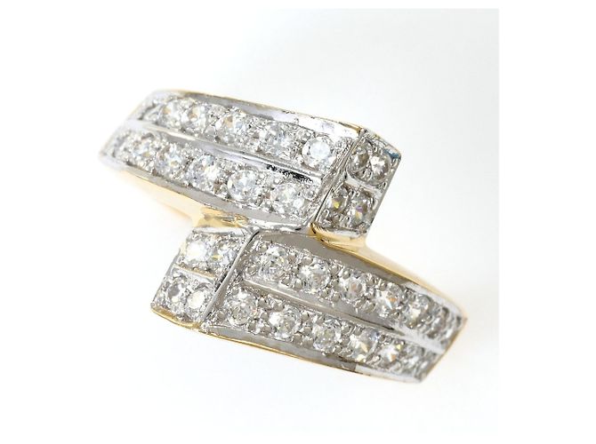 Autre Marque Anillo banda de oro 14K con circonita Dorado