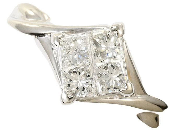Autre Marque Platin-Ehering mit Diamant