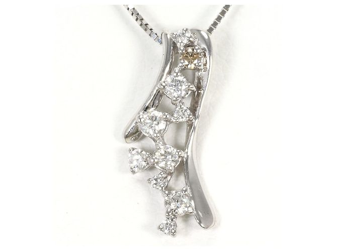 Autre Marque Halskette aus 18K Weißgold mit Diamant Golden