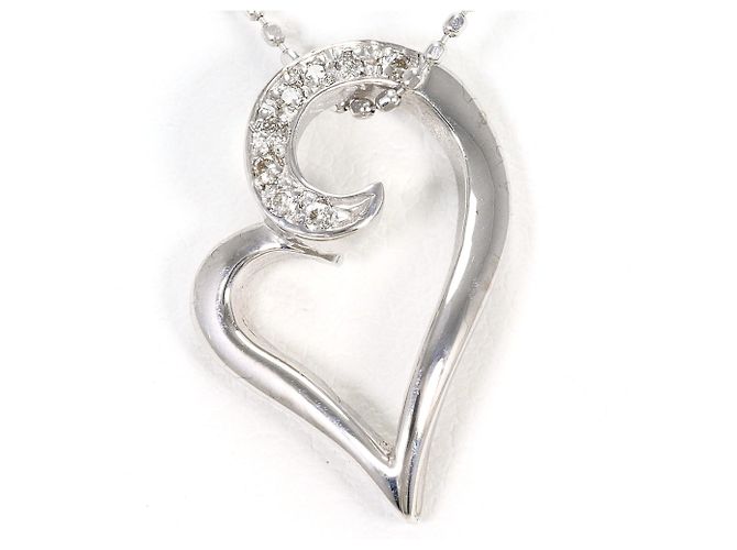 Autre Marque Colar em ouro branco 10K com diamante Dourado