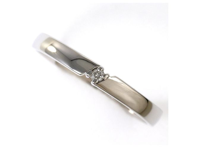 Autre Marque Anel aliança em ouro branco 10K com diamante Dourado
