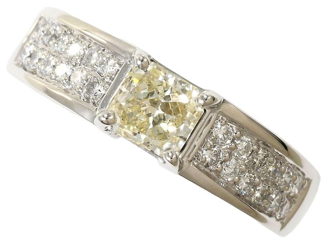 Autre Marque Bague Anneau en Platine avec Diamant Jaune