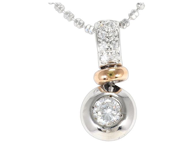 Autre Marque Collar de oro blanco de 14K con circonita Dorado
