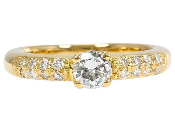 Autre Marque Ehering aus 18K Gelbgold mit Diamanten Golden