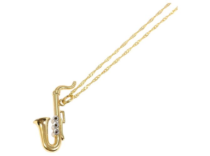 Autre Marque Collar de oro 18K con diamante Dorado