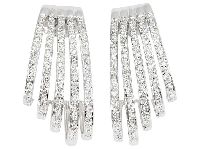 Autre Marque Orecchini a cerchio in oro bianco 18K con diamanti D'oro