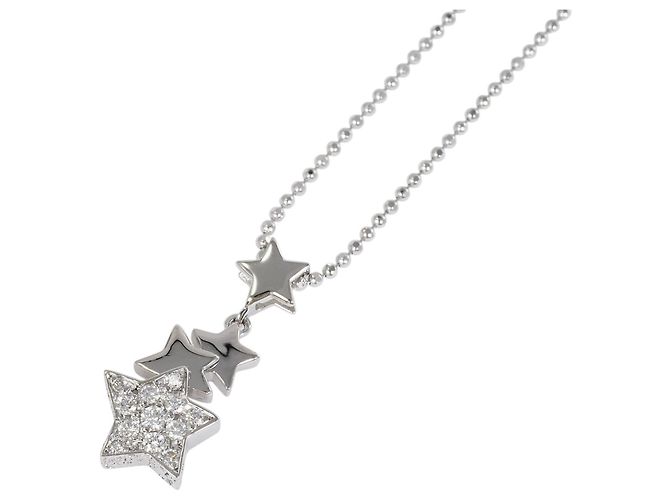 Autre Marque Collar de oro blanco 18K con diamante Dorado