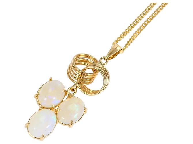 Autre Marque Colar em ouro amarelo 18K com opala Dourado