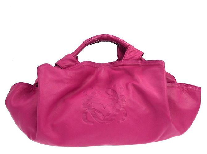 Bolsa de couro Loewe Anagram Logo Nappa Aire Rosa