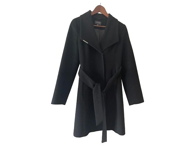 Autre Marque Cappotto in lana nero cinturato Comma
