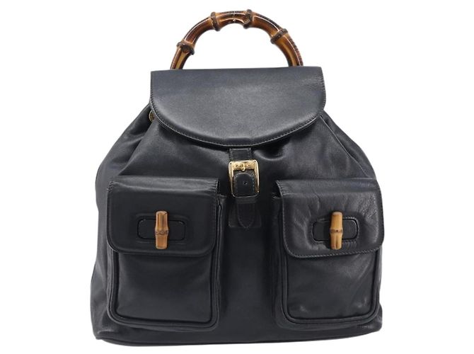 Gucci Vintage Bamboo Leather Medium Black