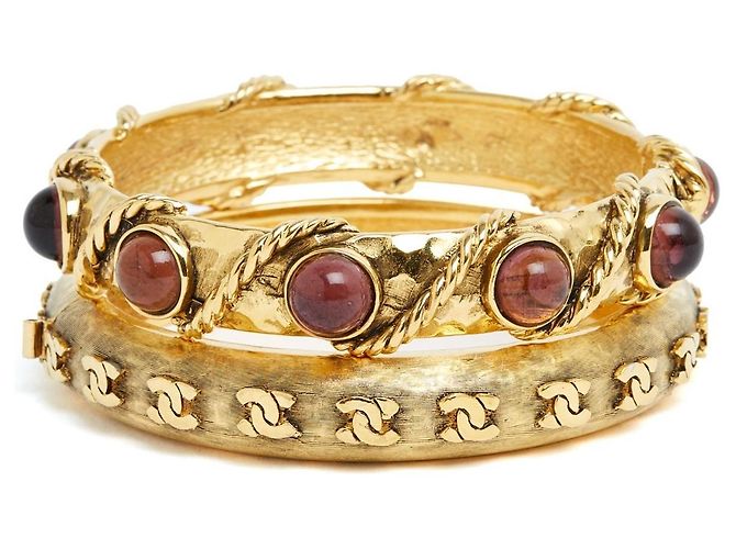 Chanel Set Bracciali Vintage Gripoix e Logo CC D'oro