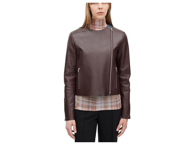 Céline Celine Bikerjacke aus Leder mit Python-Details Blau Bordeaux