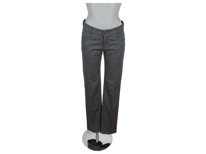 Twin Set Calças Slim Flare de Algodão Cinzentas Cinza