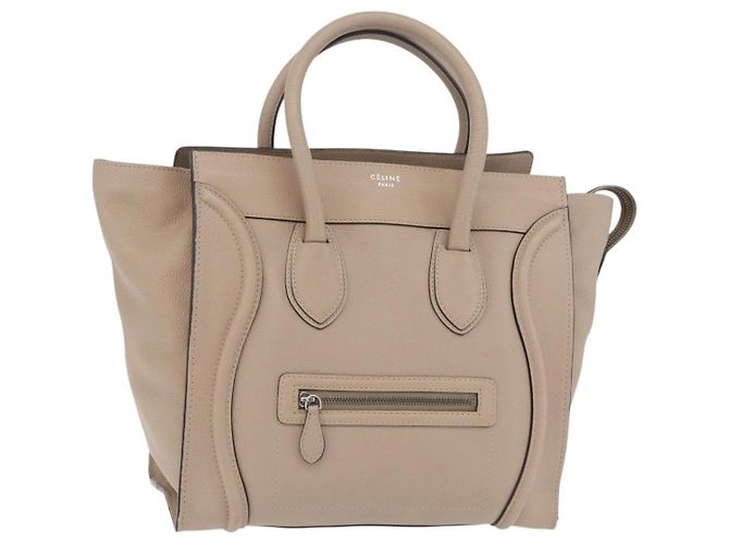 Céline Celine Luggage Smooth Leather Micro Beige
