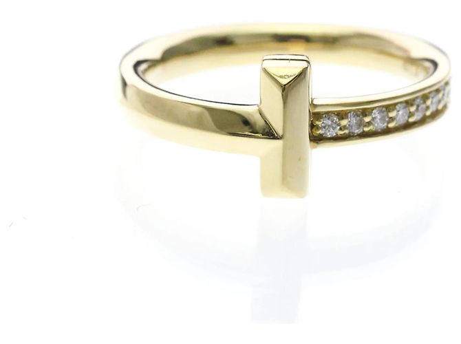 Bague Tiffany & Co. T1 en or jaune 18K avec diamants Narrow Doré
