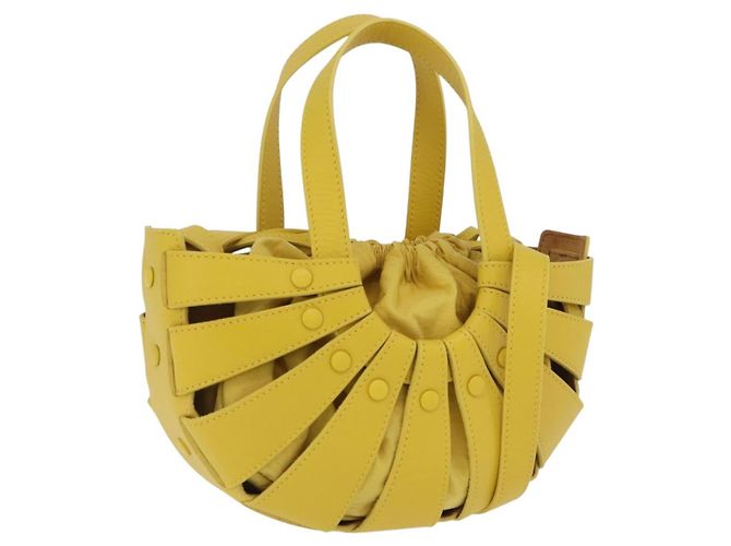 Bottega Veneta Borsa The Shell in pelle 2way Gialla Auth 206926V Giallo