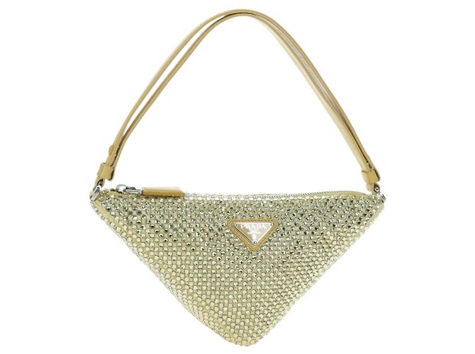 Borsa a Tracolla PRADA Raso Strass Oro Auth BA16050M D'oro