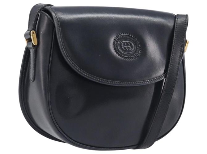 Borsa a Tracolla GUCCI Pelle Nero Oro 007 261 0074 Auth bs37471 D'oro