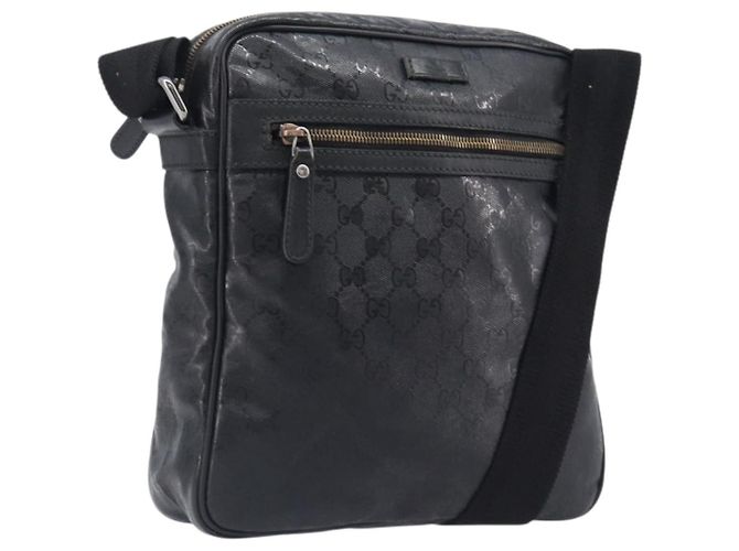 Borsa a tracolla GUCCI GG Implementation Coated Canvas Black 201448 Auth BA16084 Nero Argento