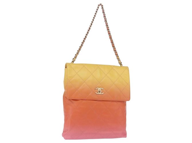 Bolsa de ombro CHANEL Large Hobo Matelasse com corrente em couro de bezerro Orange Auth ka6476SAM Laranja