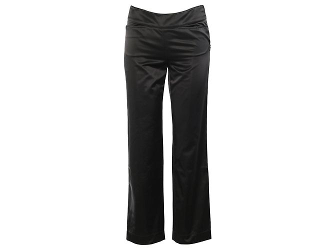 Prada Sport gerade geschnittene Hose aus technischem Satin in Schwarz