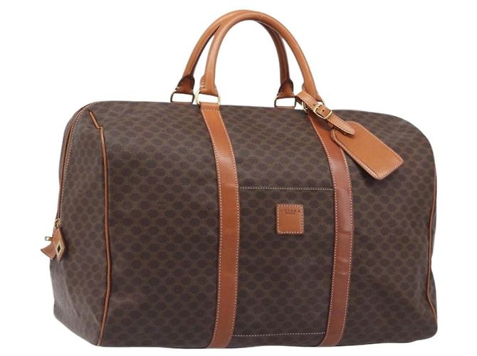 Céline Sac Boston CELINE Macadam PVC Marron Doré Auth gh2383A