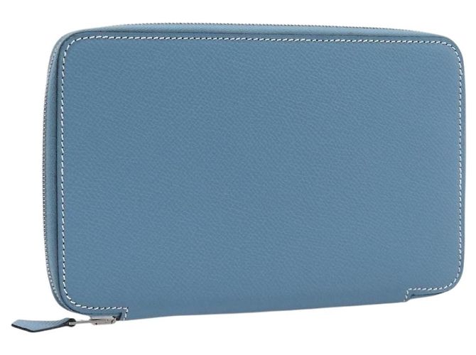 Hermès HERMES Agenda Vision 2 Day Planner Cover Leather Light Blue Silver Auth BA16011V Silvery