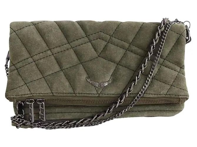 Bolsa de ombro Zadig & Voltaire em camurça cáqui Caqui