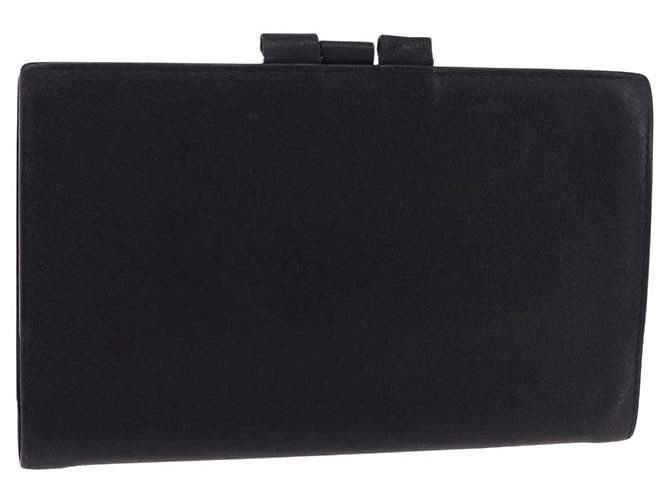 Hermès HERMES Agenda Vision Day Planner Cover Leather Black Silver Auth 206425 Silvery