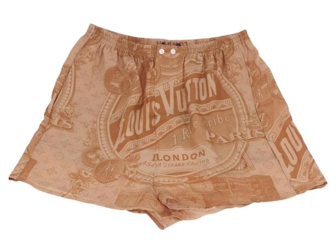 LOUIS VUITTON Shorts Pantaloni Seta 34 Brown LV Auth 204958M Marrone