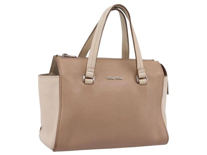 Miu Miu Handtasche aus Leder Beige Silver Auth bs37489 Silber