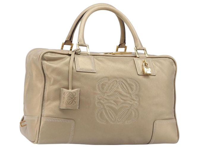LOEWE Amazona 35 Handtasche Leder Gold Authentisch 204893A Golden