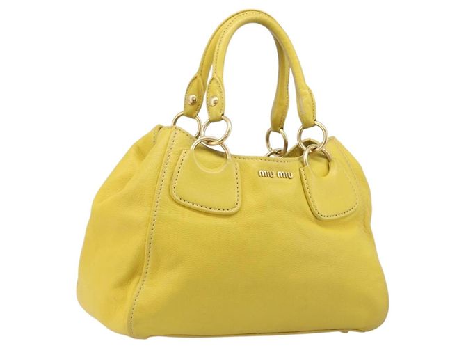 Sac à main Miu Miu en cuir Jaune Or Auth am12779V