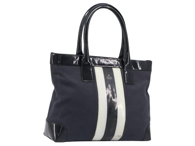 Borsa Tote GUCCI Canvas Nero Oro 002 1119 Auth 207412 D'oro