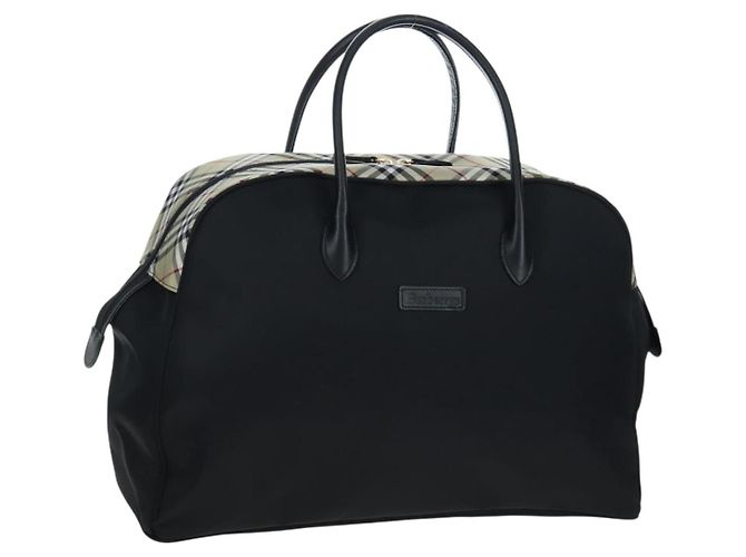 Borsa Boston Burberrys Nova Check Nylon Nero Oro Auth am12695A D'oro
