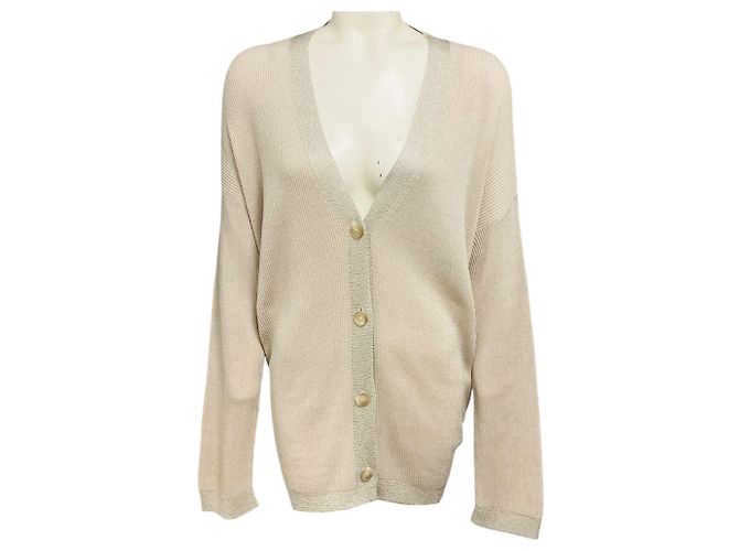 Fabiana Filippi Beige / Dune Strickjacke aus Bio-Baumwolle mit Schimmer-Effekt