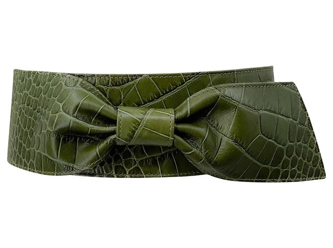 Cinturón ancho Marni de piel grabada verde