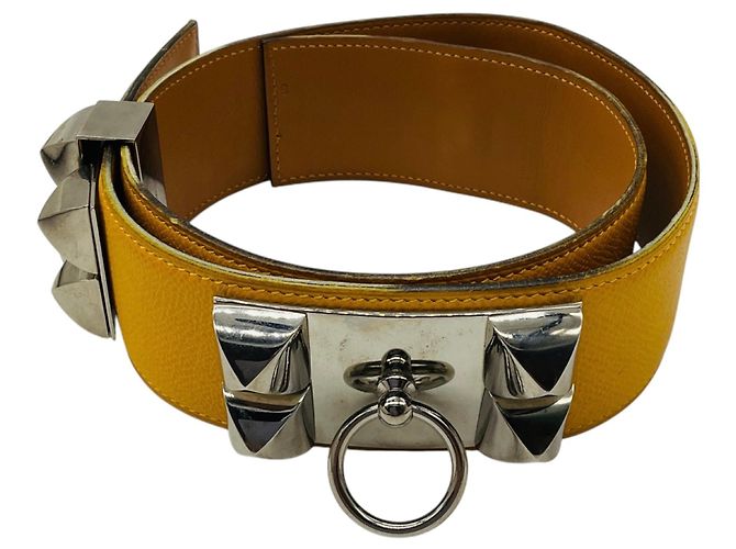 Hermès Cinto Hermes Yellow CDC Collier de Chien 70 em couro Epsom com ferragens em paládio Amarelo