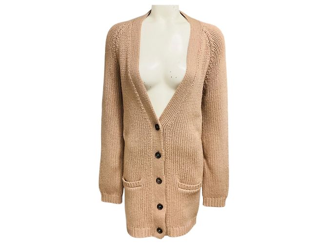 Brunello Cucinelli Cashmere-Strickcardigan in Tan mit Knopfleiste Kamel