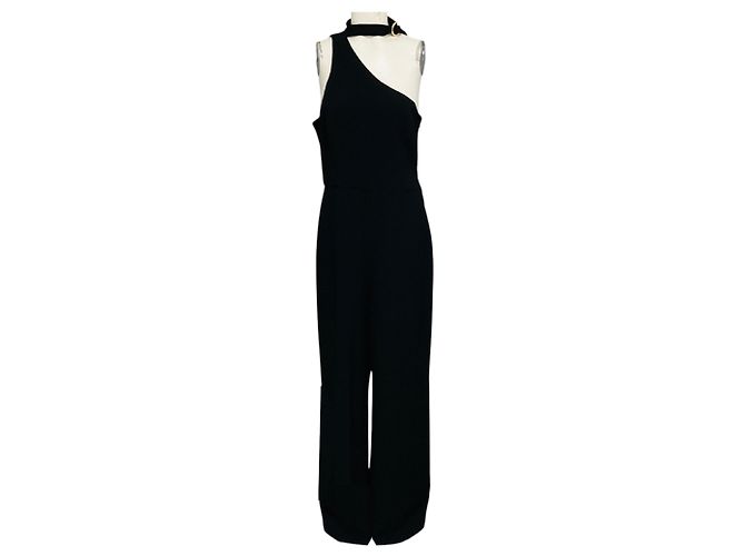 Zimmermann Black One Shoulder Neck Tie Jumpsuit Schwarz