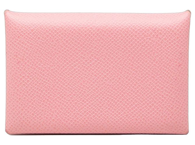 Pink Hermès Epsom Calvi Card Holder