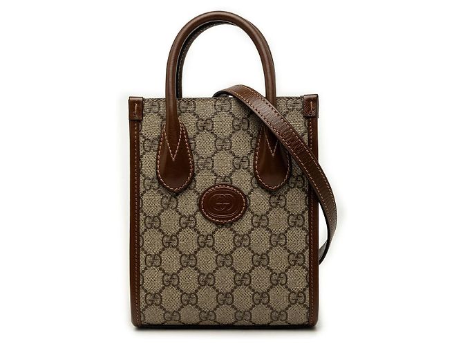 Bolsa Satchel Gucci Mini GG Supreme Interlocking G Bege