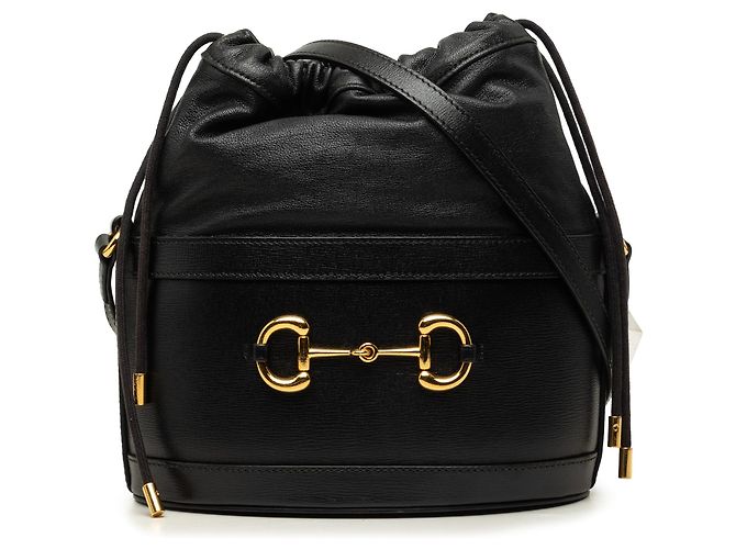 Borsa a secchiello Gucci Horsebit 1955 in pelle di vitello nera Nero