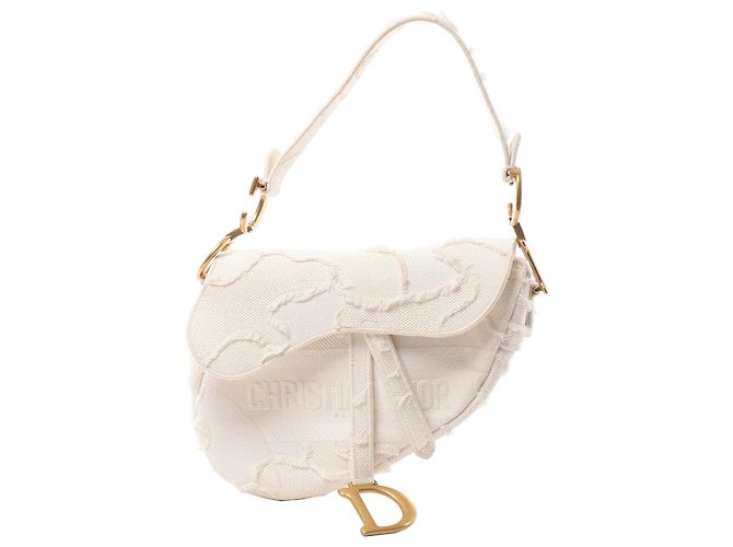 Autre Marque Bolsa de Ombro Christian Dior Saddle Medium Canvas em White Branco