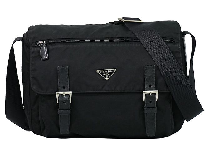 Prada Sac Messager Tessuto Medium avec Boucle Zippée Noir