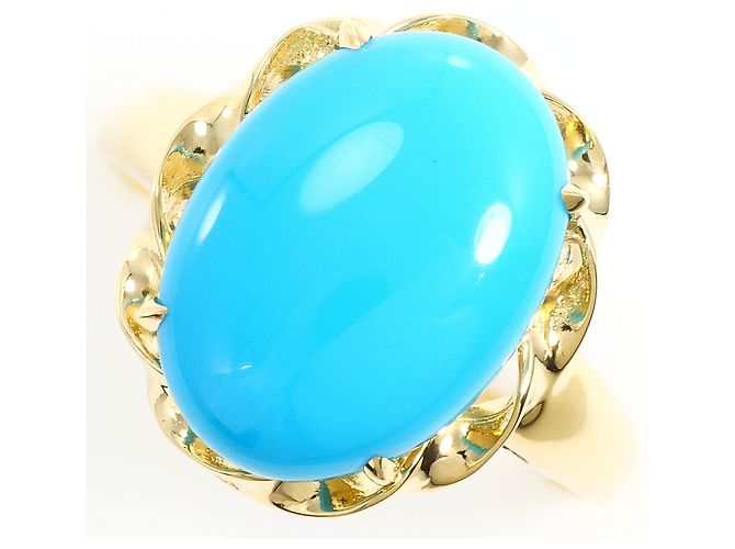 Autre Marque Anillo banda de oro amarillo 18K con turquesa Dorado
