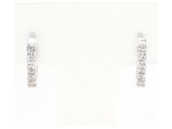 Autre Marque Orecchini a cerchio in oro bianco 18K con diamanti D'oro
