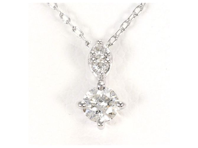 Autre Marque Collar de oro blanco 18K con diamante Dorado