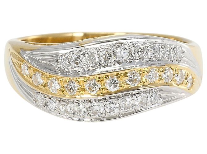 Autre Marque Anel aliança em ouro 18K com diamante Dourado
